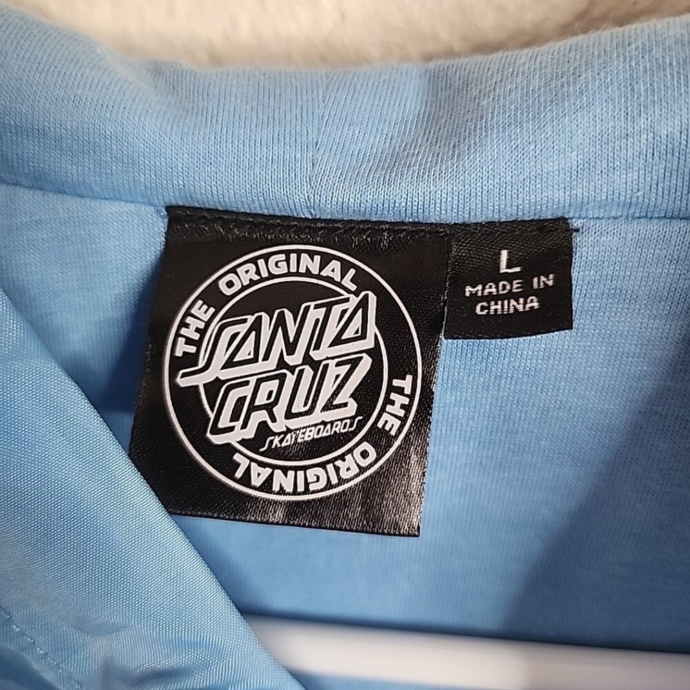 Santa Cruz light blue Jacket size Large windbreaker hooded - Picture 6 of 10